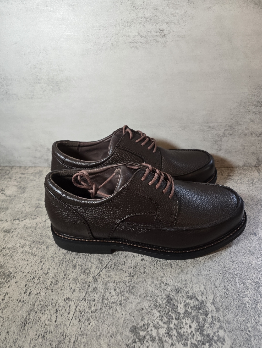 New Apex Mens Leather Oxford Orthopedic Shoes Sz 8 Extra Wide Brown Comfort Lace